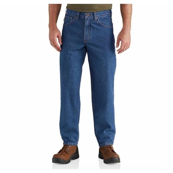 carhartt men’s relaxed fit jeans dark wash denim size 34X32 work casual pants - Picture 1 of 8